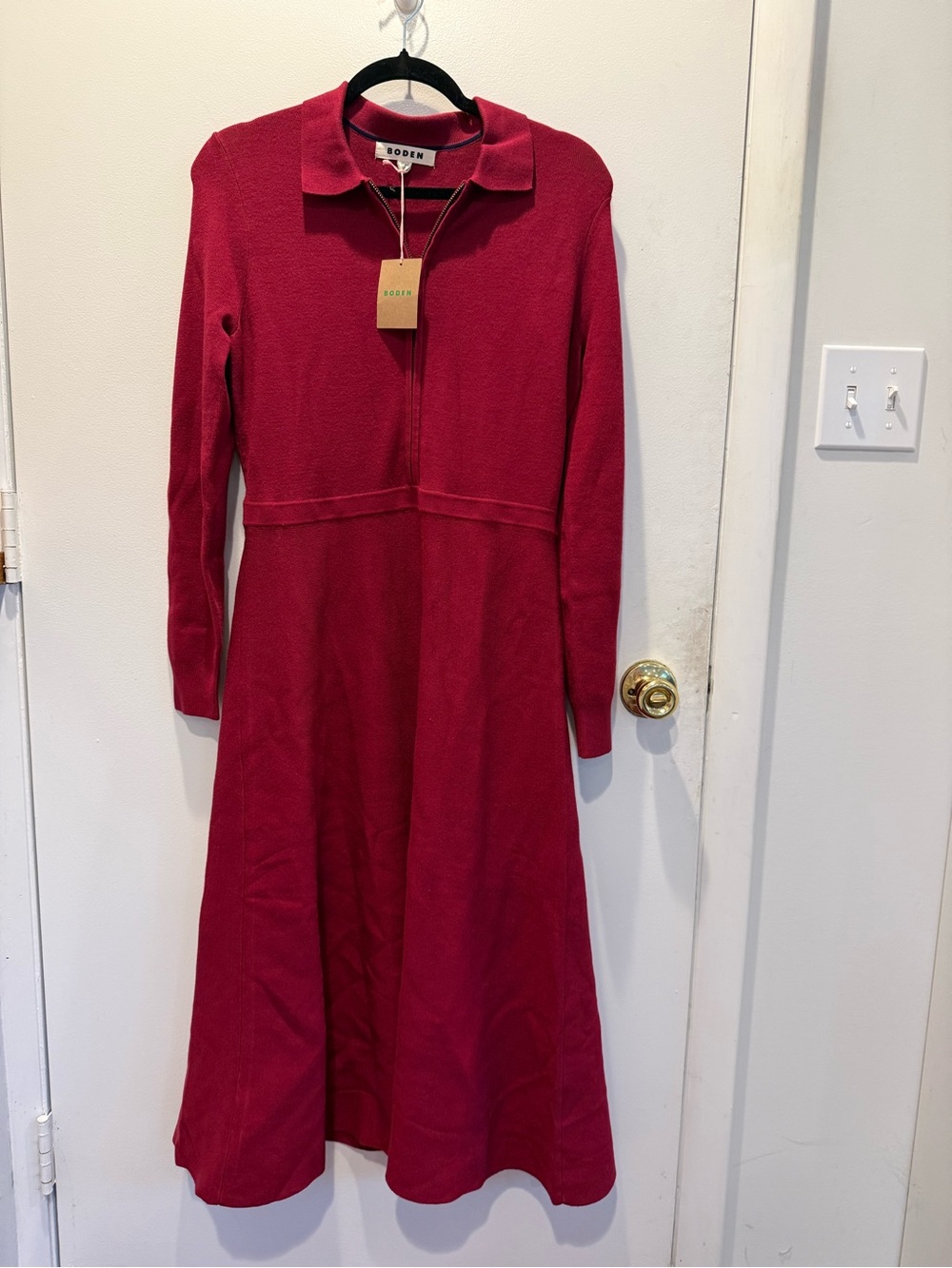 Boden Crimson Polo Knit Midi Dress